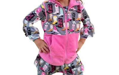 Shea Baby Kids' Boot Print Fleece Vest In Pink