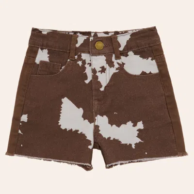 Shea Baby Babies' Girls' Brown Cow Print Denim Shorts