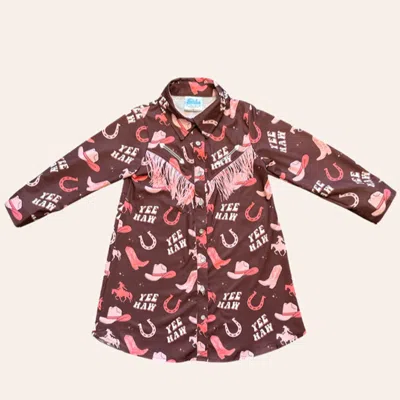 Shea Baby Babies' Girls' Multicolor Yeehaw Print Fringed Pearl Snap Dress