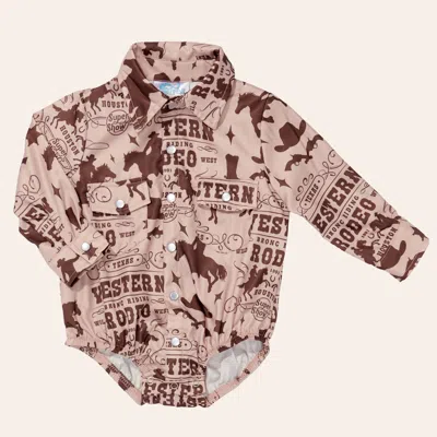 Shea Baby Babies' Infant Boys' Brown Rodeo Print Long Sleeve Pearl Snap Onesie