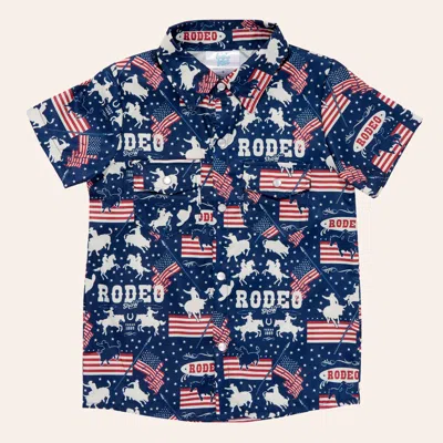 Shea Baby Babies' Toddler Boys' Blue Only In America Print Pearl Snap Shirt