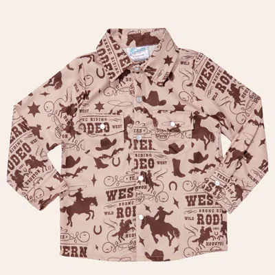 Shea Baby Babies' Toddler Boys' Brown Rodeo Print Long Sleeve Pearl Snap Western Shirt