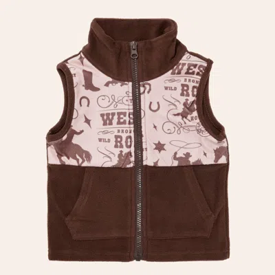 Shea Baby Babies' Toddler Boys' Brown Western Print Fleece Vest