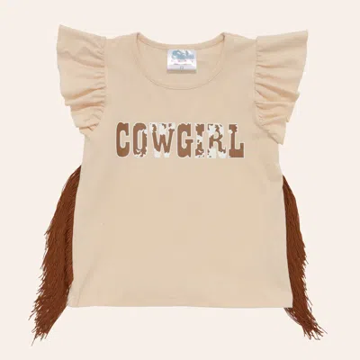 Shea Baby Babies' Toddler Girls' Cream Cowgirl Graphic Fringe Shirt In Brown