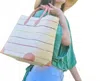 Shebobo Augustine Straw Basket Bag In Bright Stripe In Multi