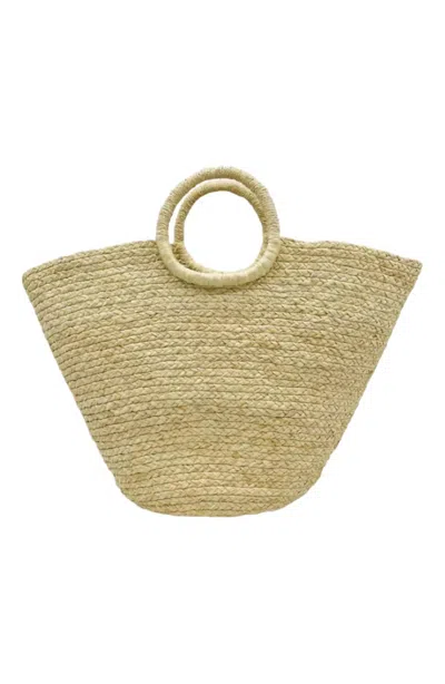 Shebobo Santa Monica Braided Straw Basket Bag In Tan In Multi