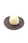 Shebobo Unisex Panama Two Tone Straw Hats In Natural/grey In Multi