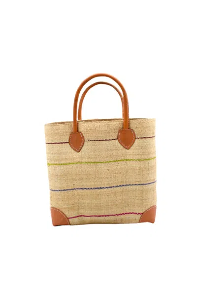 Shebobo Women's Augustine Straw Basket Bag In Brights Pinstripe In Multi
