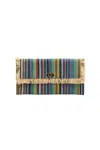 Shebobo Women's Sophie Straw Envelope Clutch Bag In Turquoise Stripes