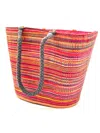 Shebobo Women's Straw Beach Bag In Fuchsia Melange In Multi