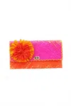 Shebobo Women's Straw Envelope Clutches In Fuchsia In Pink