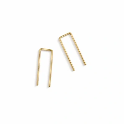 Sheena Marshall Jewelry Tiny Staple Threader Earrings In Gold