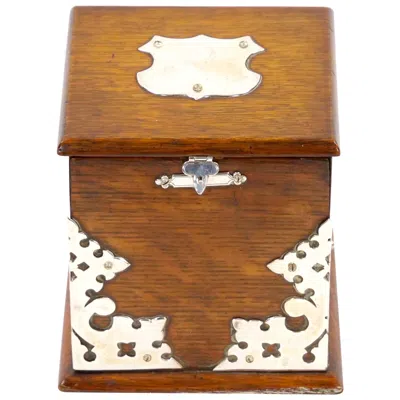 Pre-owned Sheffield 19th Century English  Silver Plate / Oak Tea Caddy In Brown