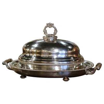 Pre-owned Sheffield 19th Century English  Silver Plated Two-piece Well Tree And Meat Dome In Black