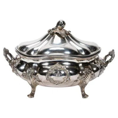 Pre-owned Sheffield 19th Century Old  Plate Armorial Tureen In Silver