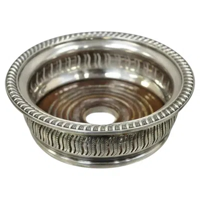Pre-owned Sheffield Antique English  Georgian Regency Silver Plated Mahogany Wine Coaster