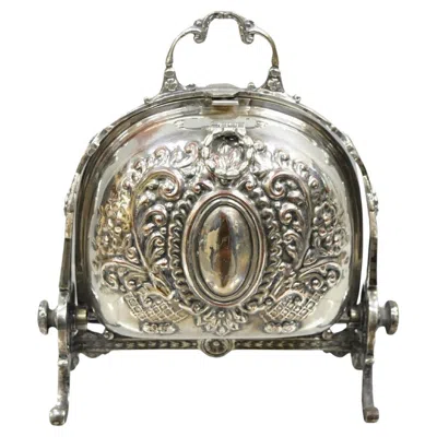Pre-owned Sheffield Antique English  Victorian Repousse Silver Plated Biscuit Warmer Box