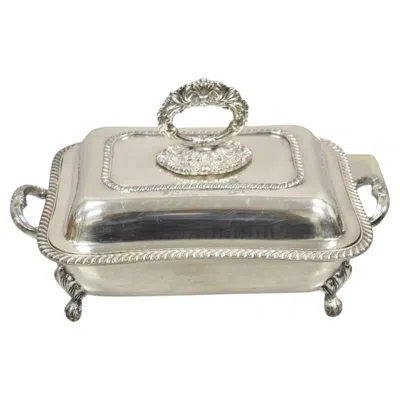 Pre-owned Sheffield Antique English Victorian  Silver Plated Lidded Warmer Serving Platter