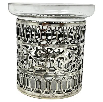 Pre-owned Sheffield Antique Epns Silver Pierced Edwardian Celery Server With Glass Insert