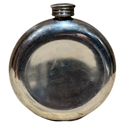 Pre-owned Sheffield Art Deco  Pewter Hip Flask England In Black