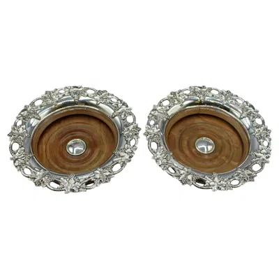 Pre-owned Sheffield Circa 1835 Pair Of English Old  Plate Wine Coasters In Brown