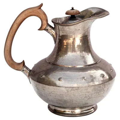 Pre-owned Sheffield English Hammered Pewter Jug With Blonde Handle In Transparent