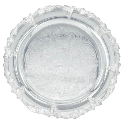 Pre-owned Sheffield English  Engraved Interior Silver Plate Barware Serving Tray