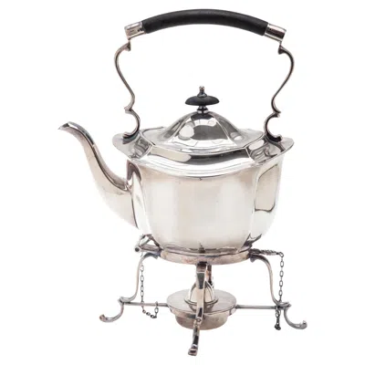 Pre-owned Sheffield English -plate Tea Pot With Warming Stand In Silver