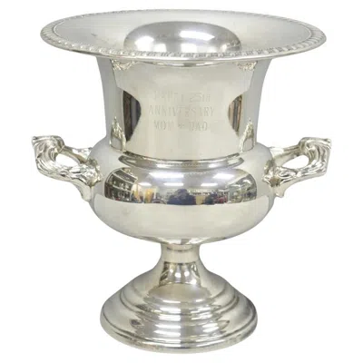 Pre-owned Sheffield Happy 25th Anniversary Mom+dad Silver Plated Trophy Cup Urn Champagne Ice Bucket