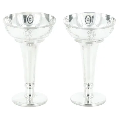 Pre-owned Sheffield Old English  Silver-plated Pair Of Decorative Bud Vases