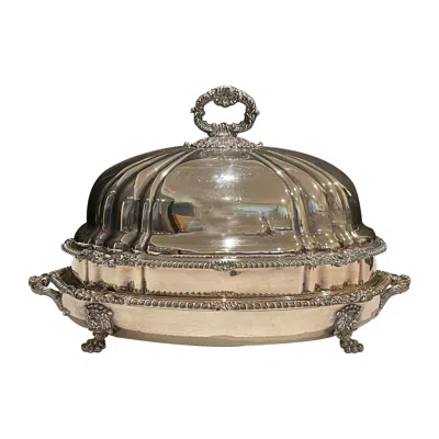 Pre-owned Sheffield Old  Three Piece Meat Dome Warmer In Silver