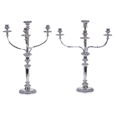 Pre-owned Sheffield Pair Antique  Candelabra In Silver