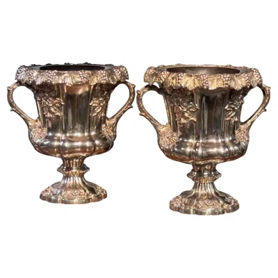 Pre-owned Sheffield Pair Of English  Wine / Champagne Coolers, Early 19th Century In Silver
