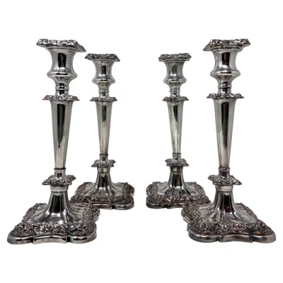 Pre-owned Sheffield Set Of 4 Antique English  Silver Candlesticks, Circa 1860's