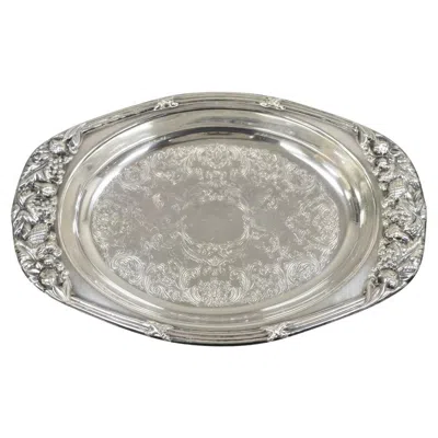 Pre-owned Sheffield Silver Co. Usa Fruit Harvest Repousse Silver Plated Oval Platter Dish