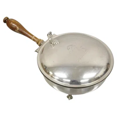 Pre-owned Sheffield Vintage Epc  English Victorian Silver Plated Hinged Lid Silent Butler