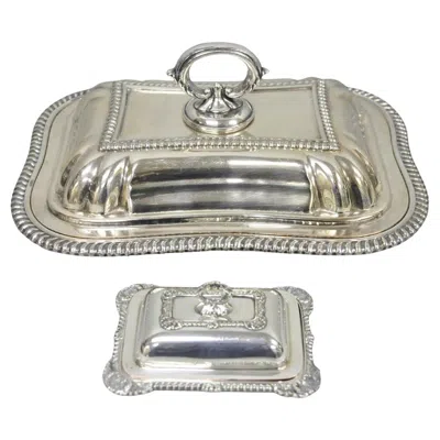 Pre-owned Sheffield Vintage Miniature  England Silver Plated Covered Serving Dish Platter