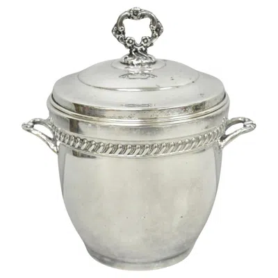 Pre-owned Sheffield Vintage  Victorian Silver Plated Glass Lined Bar Ice Bucket W/ Lid