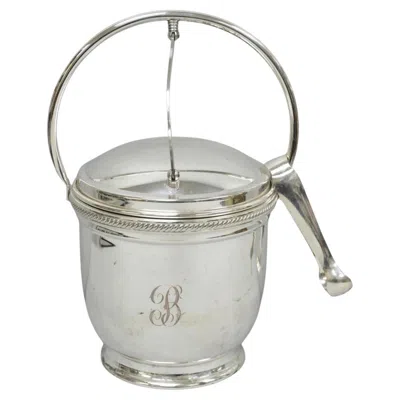 Pre-owned Sheffield Vintage Victorian Silver Plated Reticulating Hinge Ice Bucket W/ "b" Monogram