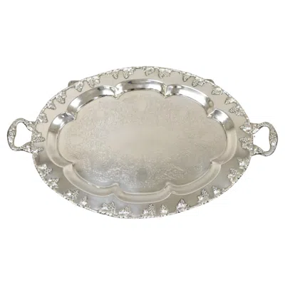 Pre-owned Sheffield Vtg  Reproduction Victorian Style Grape Cluster Twin Handle Platter In Purple