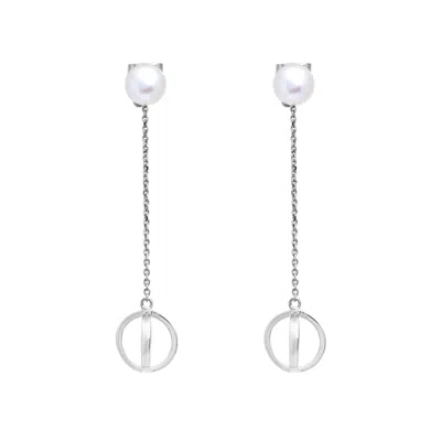 Sheida Farrokhi Women's Circle Drop Earrings - Solid White Gold