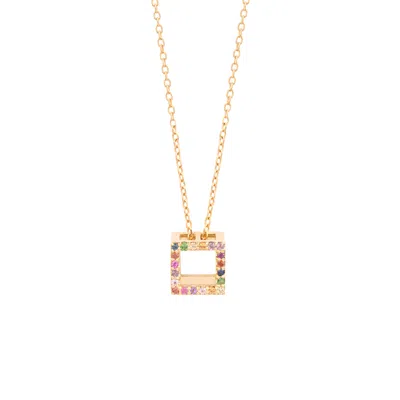Sheida Farrokhi Women's Cube Pendant - Solid Gold - Multicolor Sapphires