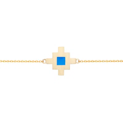 Sheida Farrokhi Women's Gold / Blue / Yellow Minimal Flower Bracelet - Solid Yellow Gold - Turquoise Enamel In Multi