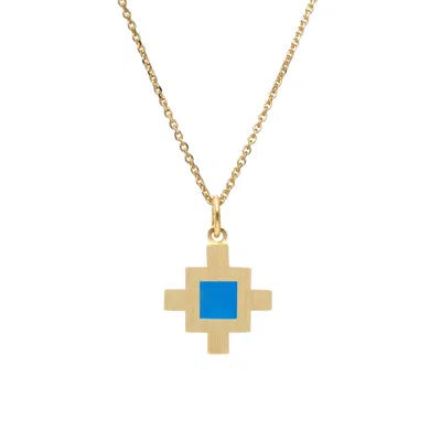 Sheida Farrokhi Women's Gold / Blue / Yellow Minimal Flower Pendant - Solid Yellow Gold - Turquoise Enamel In Multi