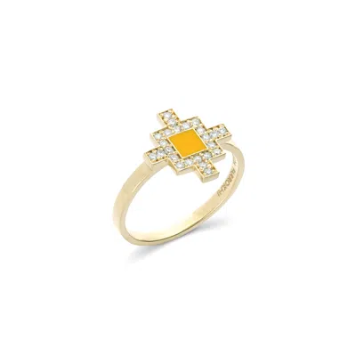Sheida Farrokhi Women's Gold / Yellow Minimal Flower Ring - Solid Yellow Gold - Diamonds - Yellow Enamel