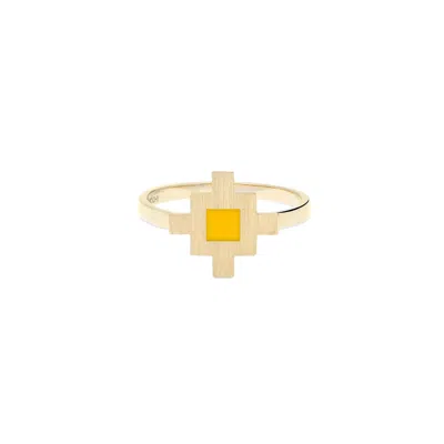 Sheida Farrokhi Women's Gold / Yellow Minimal Flower Ring - Solid Yellow Gold - Yellow Enamel