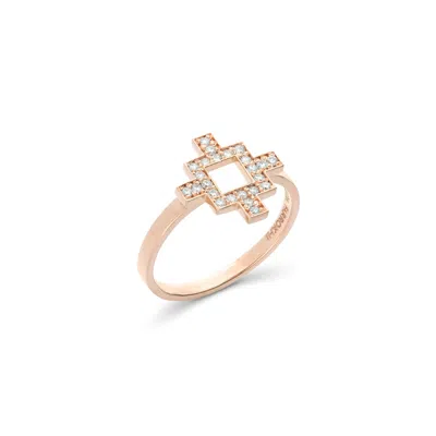 Sheida Farrokhi Women's Pink / Rose Gold Minimal Flower Ring - Solid Rose Gold - Diamonds
