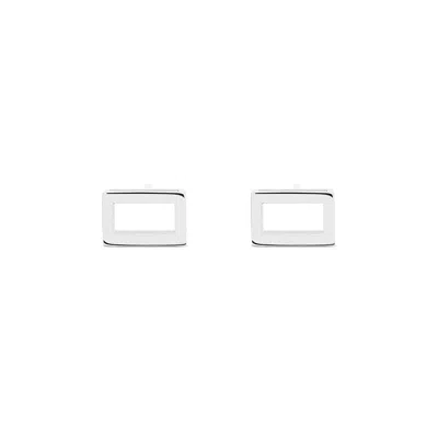 Sheida Farrokhi Women's Rectangle Stud Earrings - Solid White Gold