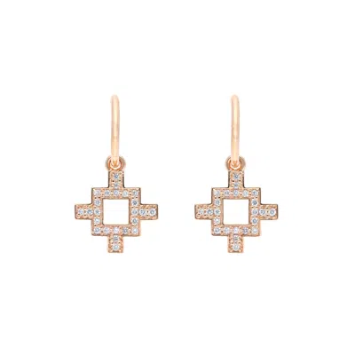 Sheida Farrokhi Women's Rose Gold / Pink Minimal Flower Diamond Hoop Earrings - Solid Rose Gold