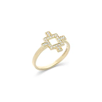 Sheida Farrokhi Women's Rose Gold / Pink Minimal Flower Ring - Solid Yellow Gold - Diamonds